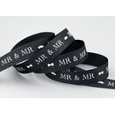 3 m x 15 mm Dekoband MR & MR Schwarz Weiss Geschenkband...