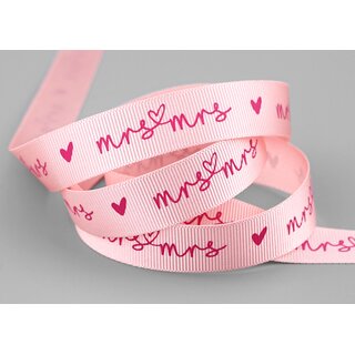 20 m x 15 mm Dekoband MRS & MRS Rosa Pink Geschenkband Frauen Hochzeit Wedding Ripsband fr Schleifenband ohne Draht Liebe