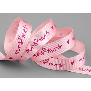 20 m x 15 mm Dekoband MRS & MRS Rosa Pink Geschenkband Frauen Hochzeit Wedding Ripsband fr Schleifenband ohne Draht Liebe
