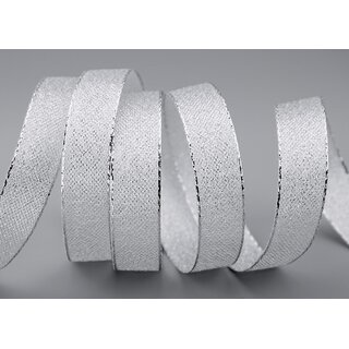 3 m x 15 mm Brokatband AMADEUS SILBER Schleifenband mit Webkanten Metallic Dekoband glnzend Brokat Lurex Hochzeit Weihnachten Lurexband