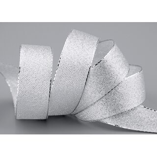 3 m x 25 mm Brokatband AMADEUS SILBER Schleifenband mit Webkanten Metallic Dekoband glnzend Brokat Lurex Hochzeit Weihnachten Lurexband