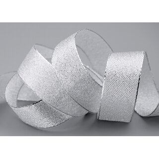 3 m x 25 mm Brokatband AMADEUS SILBER Schleifenband mit Webkanten Metallic Dekoband glnzend Brokat Lurex Hochzeit Weihnachten Lurexband