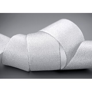 3 m x 60 mm Brokatband AMADEUS SILBER Schleifenband mit Webkanten Metallic Dekoband glnzend Brokat Lurex Hochzeit Weihnachten Lurexband