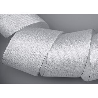 3 m x 60 mm Brokatband AMADEUS SILBER Schleifenband mit Webkanten Metallic Dekoband glnzend Brokat Lurex Hochzeit Weihnachten Lurexband