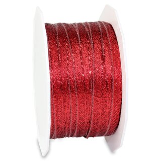 50 m x 5 mm Brokatband AMADEUS ROT Schleifenband mit Webkanten Metallic Dekoband glnzend Brokat Lurex Hochzeit Weihnachten Lurexband