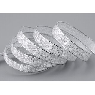 20 m x 10 mm Brokatband AMADEUS SILBER Schleifenband mit Webkanten Metallic Dekoband glnzend Brokat Lurex Hochzeit Weihnachten Lurexband