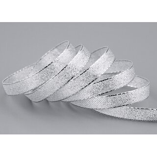 20 m x 10 mm Brokatband AMADEUS SILBER Schleifenband mit Webkanten Metallic Dekoband glnzend Brokat Lurex Hochzeit Weihnachten Lurexband
