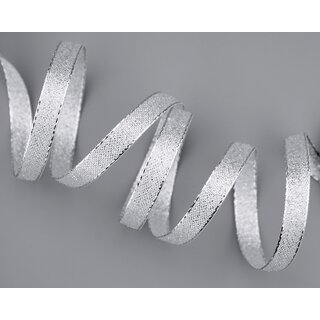 20 m x 10 mm Brokatband AMADEUS SILBER Schleifenband mit Webkanten Metallic Dekoband glnzend Brokat Lurex Hochzeit Weihnachten Lurexband