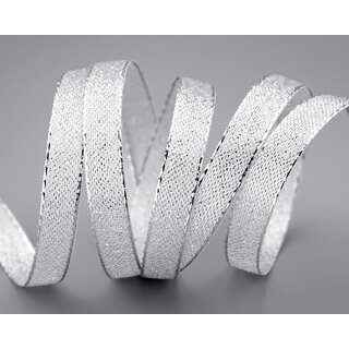 20 m x 10 mm Brokatband AMADEUS SILBER Schleifenband mit Webkanten Metallic Dekoband glnzend Brokat Lurex Hochzeit Weihnachten Lurexband