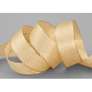 20 m x 25 mm Brokatband AMADEUS GOLD Schleifenband mit Webkanten Metallic Dekoband glnzend Brokat Lurex Hochzeit Weihnachten Lurexband