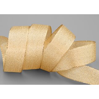 20 m x 25 mm Brokatband AMADEUS GOLD Schleifenband mit Webkanten Metallic Dekoband glnzend Brokat Lurex Hochzeit Weihnachten Lurexband
