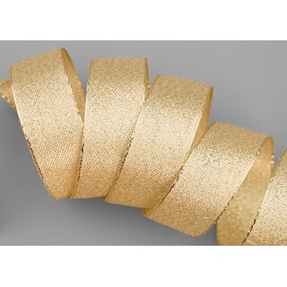 20 m x 25 mm Brokatband AMADEUS GOLD Schleifenband mit Webkanten Metallic Dekoband glnzend Brokat Lurex Hochzeit Weihnachten Lurexband