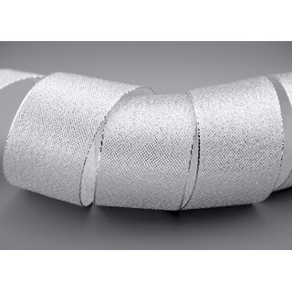 20 m x 40 mm Brokatband AMADEUS SILBER Schleifenband mit Webkanten Metallic Dekoband glnzend Brokat Lurex Hochzeit Weihnachten Lurexband