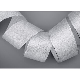 20 m x 40 mm Brokatband AMADEUS SILBER Schleifenband mit Webkanten Metallic Dekoband glnzend Brokat Lurex Hochzeit Weihnachten Lurexband