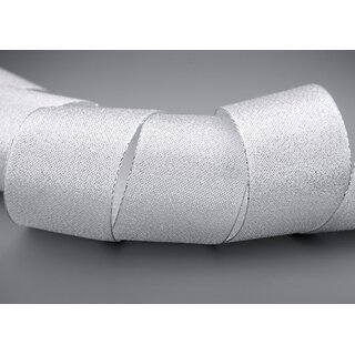 20 m x 60 mm Brokatband AMADEUS SILBER Schleifenband mit Webkanten Metallic Dekoband glnzend Brokat Lurex Hochzeit Weihnachten Lurexband