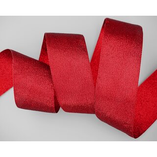 20 m x 60 mm Brokatband AMADEUS ROT Schleifenband mit Webkanten Metallic Dekoband glnzend Brokat Lurex Hochzeit Weihnachten Lurexband