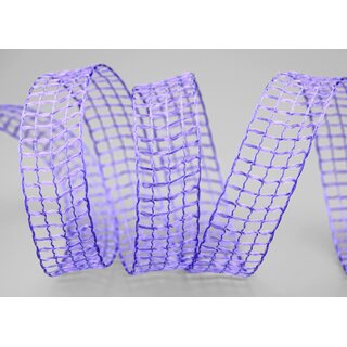 3 m x 25 mm Gitterband Alex FLIEDER Lavendel Dekoband mit Drahtkanten Drahtkantenband Lurexband Netzband Floristik Lurex