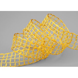 3 m x 25 mm Gitterband Alex GELB Dekoband mit Drahtkanten Drahtkantenband Lurexband Netzband Floristik Lurex