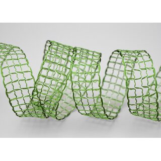 3 m x 25 mm Gitterband Alex GRN Dunkelgrn Dekoband mit Drahtkanten Drahtkantenband Lurexband Netzband Floristik Lurex