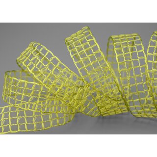 3 m x 25 mm Gitterband Alex Hellgrn Lemongrn Dekoband mit Drahtkanten Drahtkantenband Lurexband Netzband Floristik Lurex