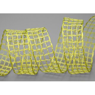 3 m x 25 mm Gitterband Alex Hellgrn Lemongrn Dekoband mit Drahtkanten Drahtkantenband Lurexband Netzband Floristik Lurex