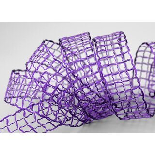 3 m x 25 mm Gitterband Alex LILA Violett Dekoband mit Drahtkanten Drahtkantenband Lurexband Netzband Floristik Lurex