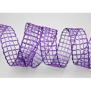3 m x 25 mm Gitterband Alex LILA Violett Dekoband mit Drahtkanten Drahtkantenband Lurexband Netzband Floristik Lurex