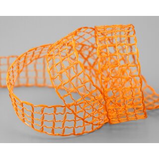 3 m x 25 mm Gitterband Alex ORANGE Dekoband mit Drahtkanten Drahtkantenband Lurexband Netzband Floristik Lurex