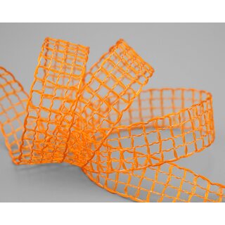 3 m x 25 mm Gitterband Alex ORANGE Dekoband mit Drahtkanten Drahtkantenband Lurexband Netzband Floristik Lurex
