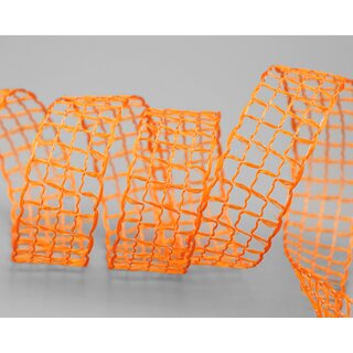 3 m x 25 mm Gitterband Alex ORANGE Dekoband mit Drahtkanten Drahtkantenband Lurexband Netzband Floristik Lurex