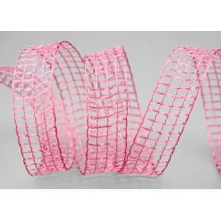 3 m x 25 mm Gitterband Alex ROSA Dekoband mit Drahtkanten Drahtkantenband Lurexband Netzband Floristik Lurex