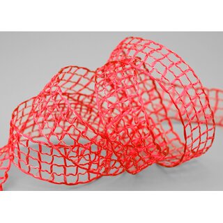 3 m x 25 mm Gitterband Alex ROT Dekoband mit Drahtkanten Drahtkantenband Lurexband Netzband Floristik Lurex