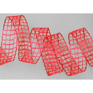 3 m x 25 mm Gitterband Alex ROT Dekoband mit Drahtkanten Drahtkantenband Lurexband Netzband Floristik Lurex