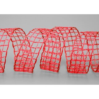3 m x 25 mm Gitterband Alex ROT Dekoband mit Drahtkanten Drahtkantenband Lurexband Netzband Floristik Lurex