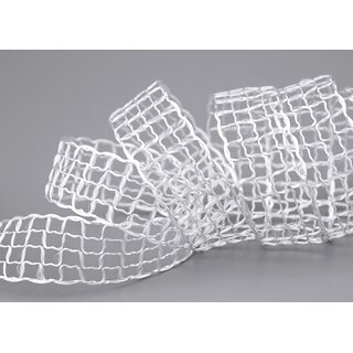 3 m x 25 mm Gitterband Alex WEISS Dekoband mit Drahtkanten Drahtkantenband Lurexband Netzband Floristik Lurex