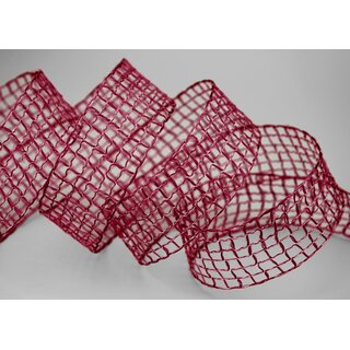 3 m x 40 mm Gitterband Alex BORDEAUX Weinrot Dekoband mit Drahtkanten Drahtkantenband Lurexband Netzband Floristik Lurex
