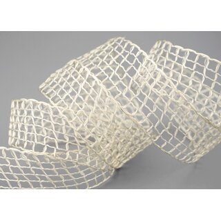 3 m x 40 mm Gitterband Alex CREME Dekoband mit Drahtkanten Drahtkantenband Lurexband Netzband Floristik Lurex
