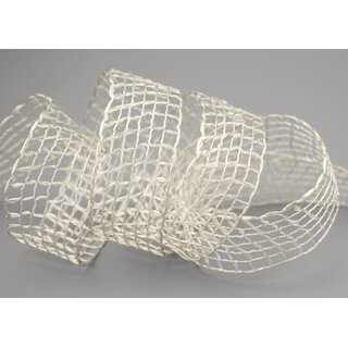 3 m x 40 mm Gitterband Alex CREME Dekoband mit Drahtkanten Drahtkantenband Lurexband Netzband Floristik Lurex