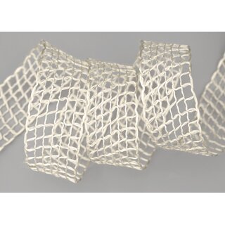 3 m x 40 mm Gitterband Alex CREME Dekoband mit Drahtkanten Drahtkantenband Lurexband Netzband Floristik Lurex