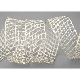 3 m x 40 mm Gitterband Alex CREME Dekoband mit Drahtkanten Drahtkantenband Lurexband Netzband Floristik Lurex