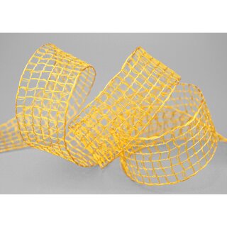 3 m x 40 mm Gitterband Alex GELB Dekoband mit Drahtkanten Drahtkantenband Lurexband Netzband Floristik Lurex