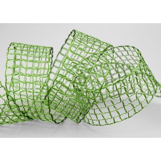 3 m x 40 mm Gitterband Alex GRN Dunkelgrn Dekoband mit Drahtkanten Drahtkantenband Lurexband Netzband Floristik Lurex