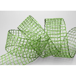 3 m x 40 mm Gitterband Alex GRN Dunkelgrn Dekoband mit Drahtkanten Drahtkantenband Lurexband Netzband Floristik Lurex