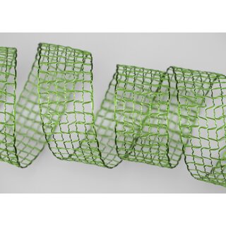 3 m x 40 mm Gitterband Alex GRN Dunkelgrn Dekoband mit Drahtkanten Drahtkantenband Lurexband Netzband Floristik Lurex