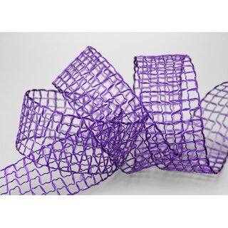 3 m x 40 mm Gitterband Alex LILA Violett Dekoband mit Drahtkanten Drahtkantenband Lurexband Netzband Floristik Lurex
