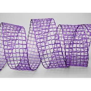 3 m x 40 mm Gitterband Alex LILA Violett Dekoband mit Drahtkanten Drahtkantenband Lurexband Netzband Floristik Lurex