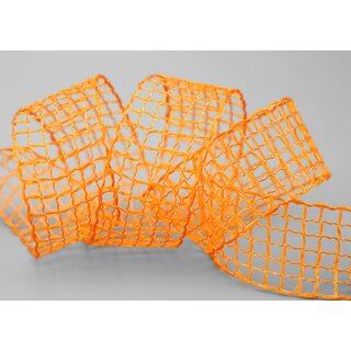 3 m x 40 mm Gitterband Alex ORANGE Dekoband mit Drahtkanten Drahtkantenband Lurexband Netzband Floristik Lurex