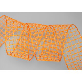 3 m x 40 mm Gitterband Alex ORANGE Dekoband mit Drahtkanten Drahtkantenband Lurexband Netzband Floristik Lurex