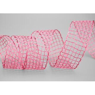 3 m x 40 mm Gitterband Alex ROSA Dekoband mit Drahtkanten Drahtkantenband Lurexband Netzband Floristik Lurex
