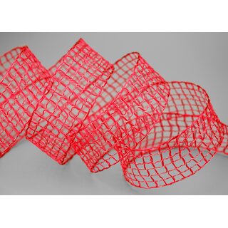 3 m x 40 mm Gitterband Alex ROT Dekoband mit Drahtkanten Drahtkantenband Lurexband Netzband Floristik Lurex